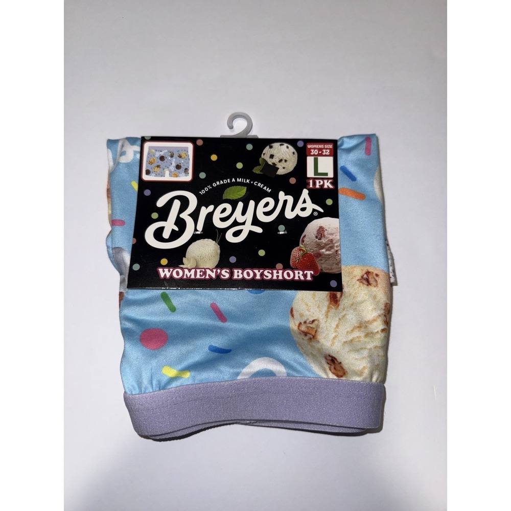 Breyers Women's Boyshort Panties Ice Cream Large Lavender Blue Gift Novelty NWT